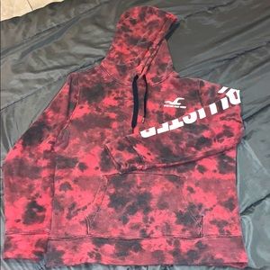 Hollister Red/Black tie dye hoodie